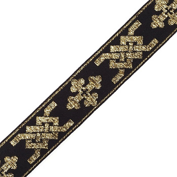 Лента отделочная жаккардовая арт.с3104г17 рис.8083 с метанитом шир.30мм цв.черный в ассортименте уп.50м